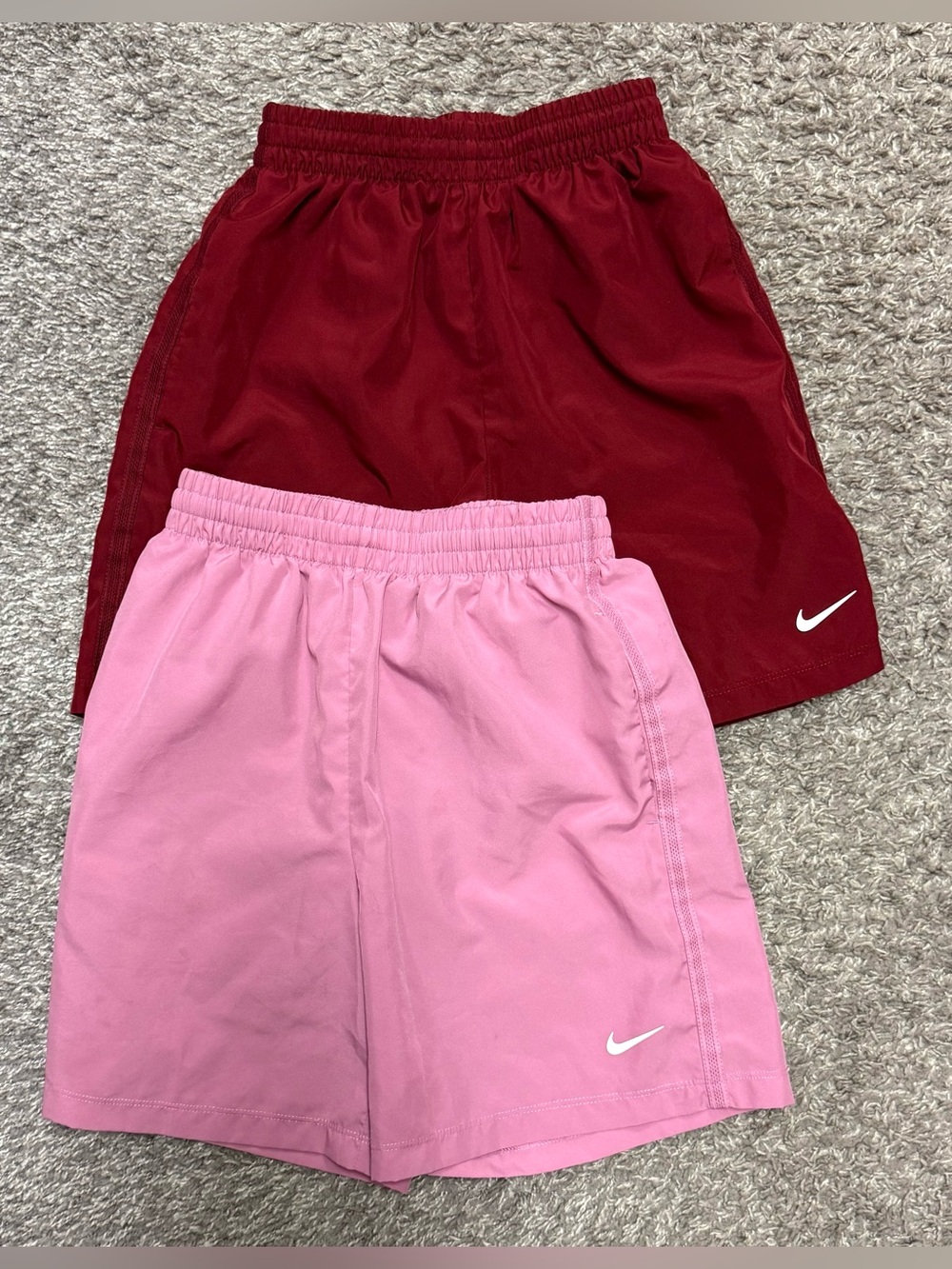 GUC (Pink)-some light staining & EUC (Maroon) Boys Nike Shorts, Size YMD